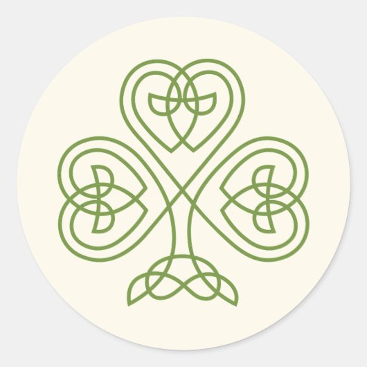 Celtic Knot Shamrock Wedding Ivory Ronde Sticker (Voorkant)