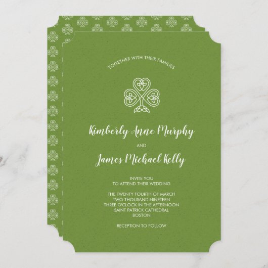 Celtic Knot Shamrock Wedding Kaart (Voorkant / Achterkant)