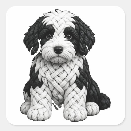 Celtic Knot Sheepadoodle Vierkante Sticker (Voorkant)