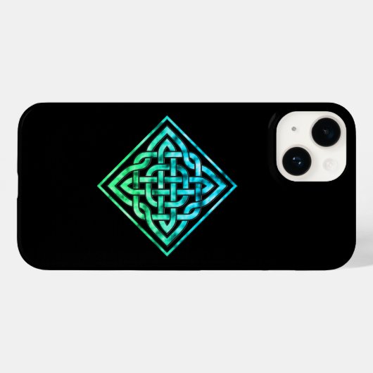 Celtic Knot - Single Blue Green iPhone 14 Hoesje (Achterkant (horizontaal))
