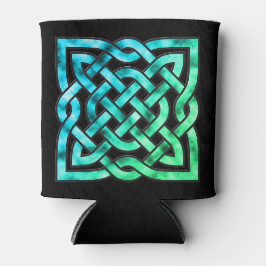 Celtic Knot - Single Square Blue Green Blikjeskoeler (Voorkant)