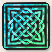 Celtic Knot - Square Blue Green Black Onderzetters (Voorkant)