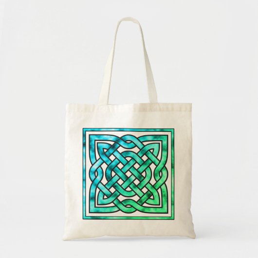 Celtic Knot - Square Blue Green Budget Tas (Voorkant)