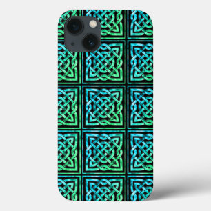 Celtic Knot - Square Blue Green iPhone 13 Hoesje