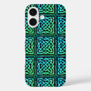 Celtic Knot - Square Blue Green iPhone 16 Hoesje
