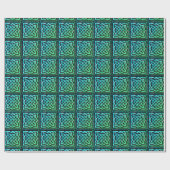 Celtic Knot - Square Blue Green Design Cadeaupapier (Vlak)