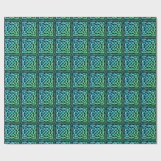 Celtic Knot - Square Blue Green Design Cadeaupapier (Vlak)