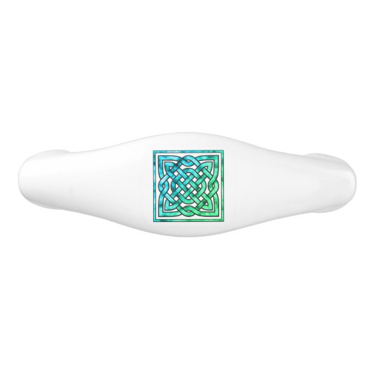 Celtic Knot - Square Blue Green Keramische Ladegreep (Voorkant)