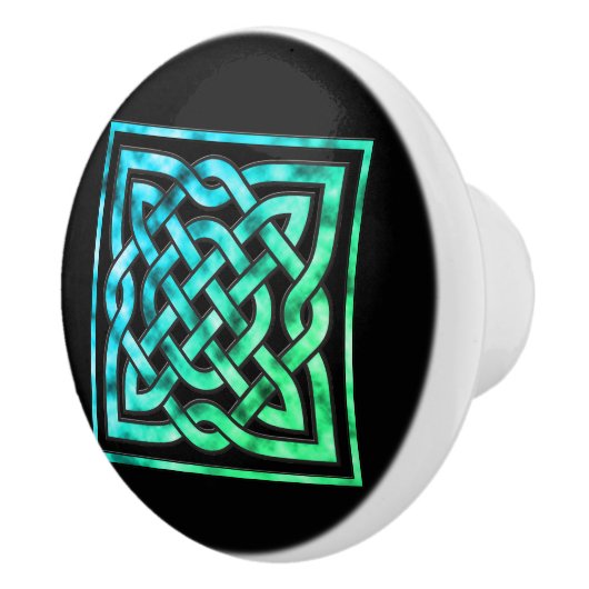 Celtic Knot - Square Blue Green Knob Keramische Knop (Rechts)