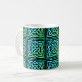 Celtic Knot - Square Blue Green Koffiemok (Voorkant links)