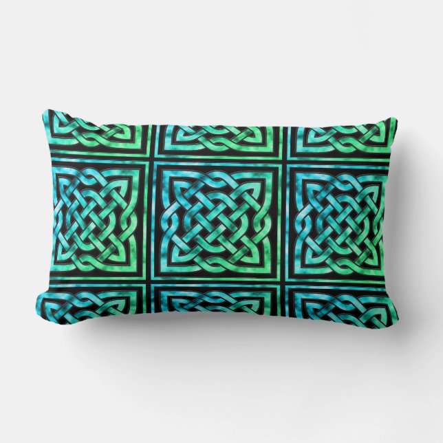 Celtic Knot - Square Blue Green Kussen (Voorkant)