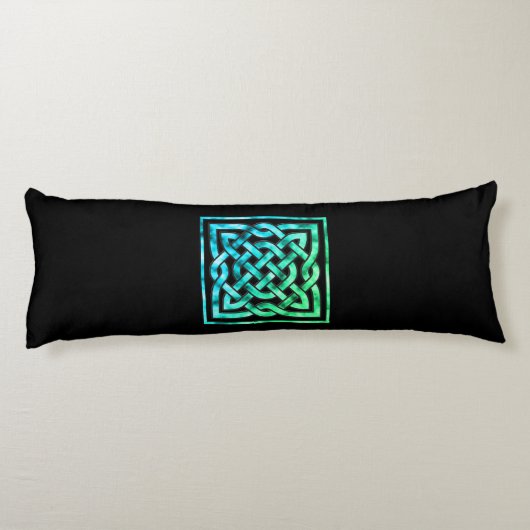 Celtic Knot - Square Blue Green Lichaamskussen (Achterkant)