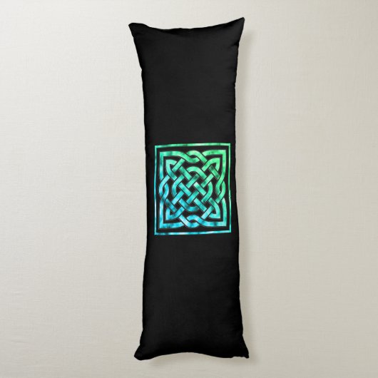 Celtic Knot - Square Blue Green Lichaamskussen (Achterkant (Verticaal))