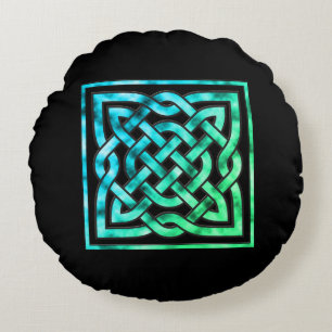 Celtic Knot - Square Blue Green Rond Kussen
