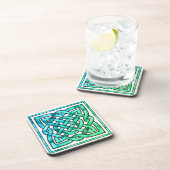 Celtic Knot - Square Blue Green White Bier Onderzetter (Rechterzijde)