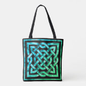 Celtic Knot - Square Border Blue Green Canvas tas (Achterkant)