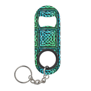 Celtic Knot - Square Tegel Blue Green Sleutelhanger Flessenopener