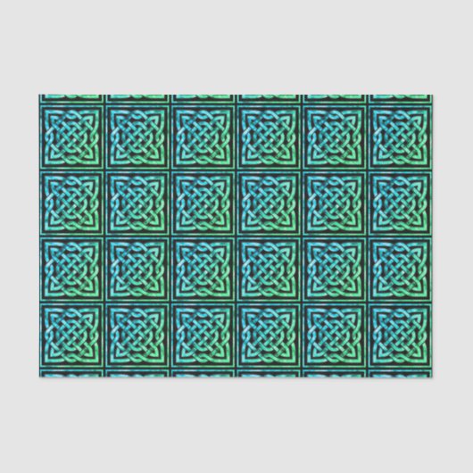 Celtic Knot - Square Tegel Blue Green Tissue Paper Tissuepapier (Voorkant)