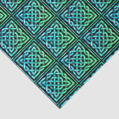 Celtic Knot - Square Tegel Blue Green Tissue Paper Tissuepapier (Detail)