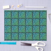 Celtic Knot - Square Tegel Blue Green Tissue Paper Tissuepapier (Craft)