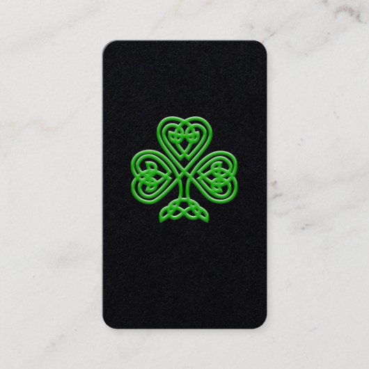 Celtic Knot Style Green Shamrock St. Patrick's Day Visitekaartje (Voorkant)