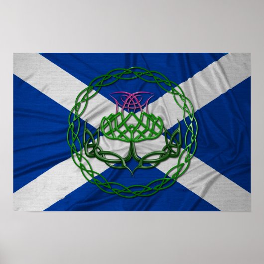 Celtic Knot Thistle and Flag Poster (Voorkant)
