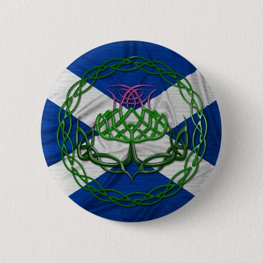 Celtic Knot Thistle and Flag Ronde Button 5,7 Cm (Voorkant)