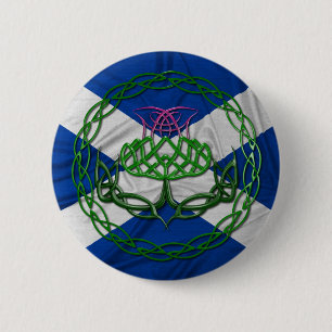 Celtic Knot Thistle and Flag Ronde Button 5,7 Cm