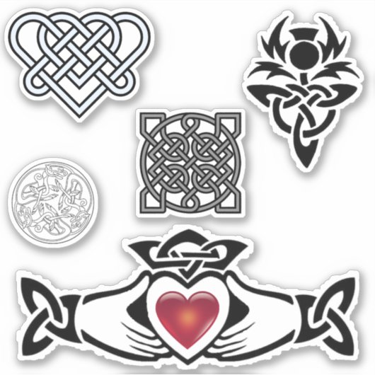Celtic Knot Thistle Claddagh Vinyl Cutout Sticker (Voorkant)