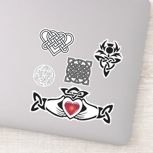 Celtic Knot Thistle Claddagh Vinyl Cutout Sticker (Detail)