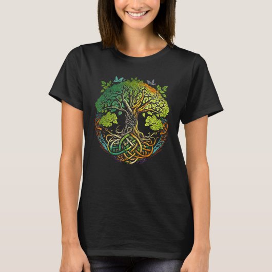Celtic knot tree life or Gaelic knotwork Oak of li T-shirt (Voorkant)