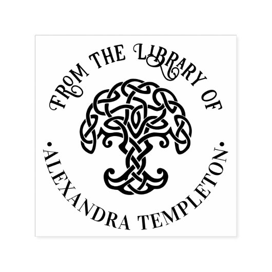 Celtic Knot Tree of Life #1P Bibliotheek Boeknaam Zelfinktende Stempel (Design)