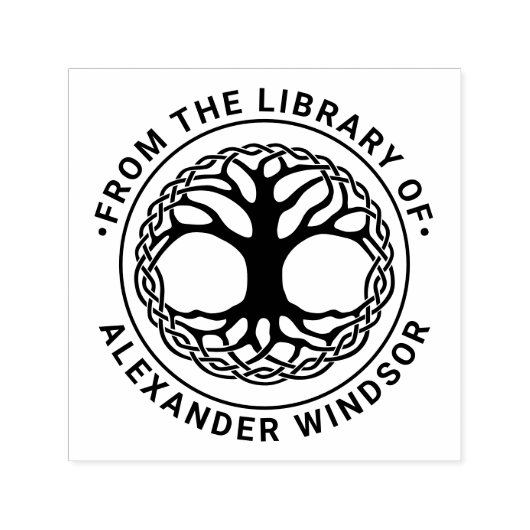 Celtic Knot Tree of Life #2F Bibliotheek Boeknaam Zelfinktende Stempel (Design)