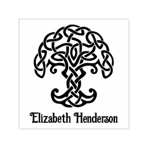 Celtic Knot Tree of Life met optionele naam Zelfinktende Stempel
