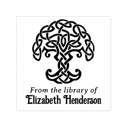 Celtic Knot Tree of Life SQ Library Boeknaam Zelfinktende Stempel (Design)