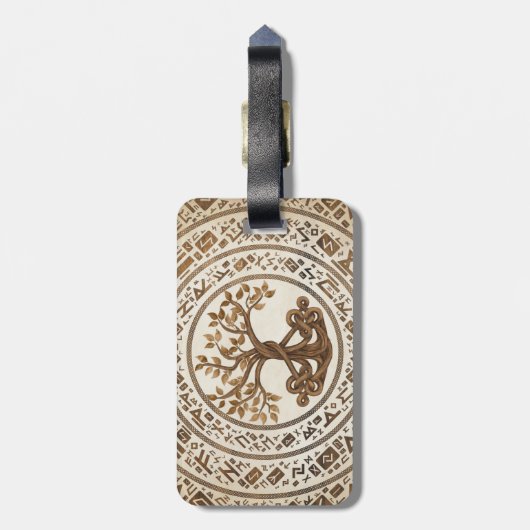 Celtic Knot Tree of life -Yggdrasil Bagagelabel (Achterkant verticaal)