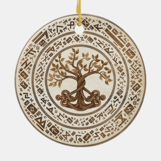 Celtic Knot Tree of life - Yggdrasil Keramisch Ornament (Achterkant)