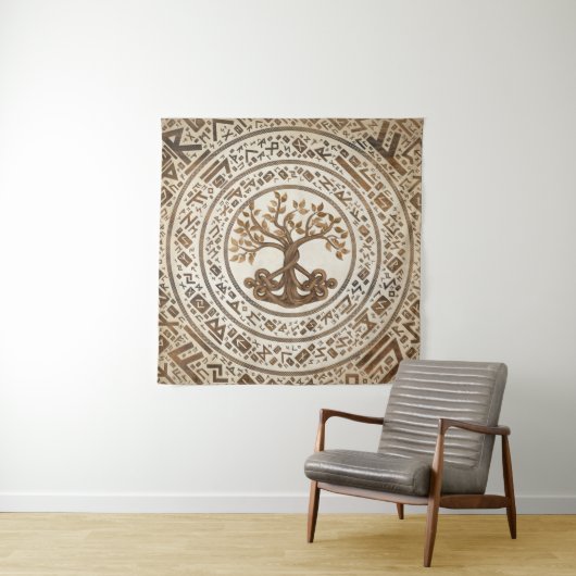 Celtic Knot Tree of life -Yggdrasil Wandkleed (In situ)