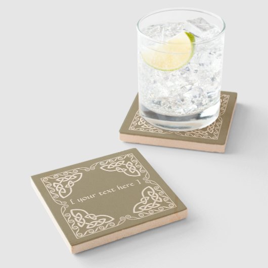 Celtic Knot Tribal Design Clear Border Versie Stenen Onderzetter (Zijkant)