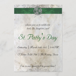 Celtic Knot Triskelion GreenBand Party Invitation Kaart