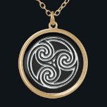 Celtic Knot Triskelion Irish Black Back Ketting<br><div class="desc">White Celtic Knot Triskelion Irish Black Background Ketting. Een mooi Keltisch of Iers ketting met een zwarte achtergrond en een Keltische knoop in het midden. Een geweldig stuk ierse juwelen voor elke vrouw of man. Maakt een groot bruidsmeisje cadeau voor je Ierse Gaelic Wedding of net als een geschenk in...</div>