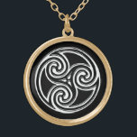 Celtic Knot Triskelion Irish Black Back Ketting<br><div class="desc">White Celtic Knot Triskelion Irish Black Background Ketting. Een mooi Keltisch of Iers ketting met een zwarte achtergrond en een Keltische knoop in het midden. Een geweldig stuk ierse juwelen voor elke vrouw of man. Maakt een groot bruidsmeisje cadeau voor je Ierse Gaelic Wedding of net als een geschenk in...</div>