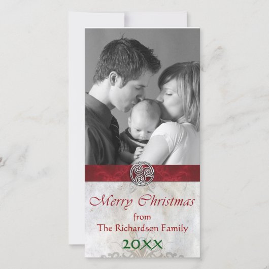 Celtic Knot Triskelion Kerstfoto Feestdagenkaart (Voorkant)