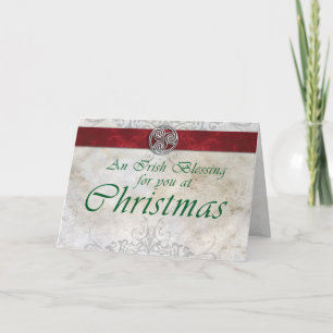 Celtic Knot Triskelion Red & Green Kerstkaart Feestdagen Kaart