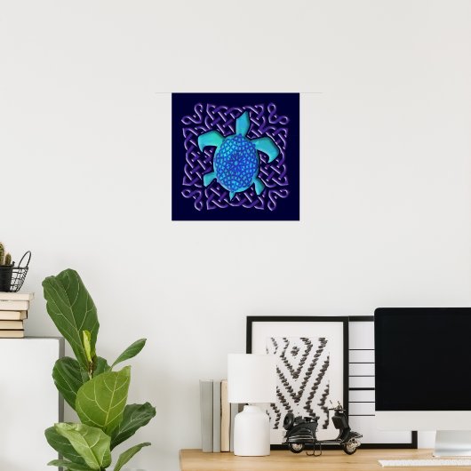 Celtic Knot Turtle (Blue) Poster (Thuiskantoor)