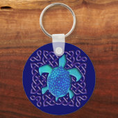 Celtic Knot Turtle (Blue) Sleutelhanger (Voorkant)