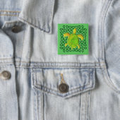 Celtic Knot Turtle (Green)-Buttonnen Vierkante Button 5,1 Cm (In situ)