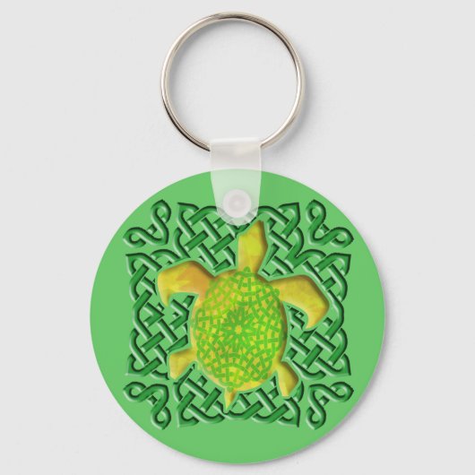 Celtic Knot Turtle (Green) Sleutelhanger (Voorkant)