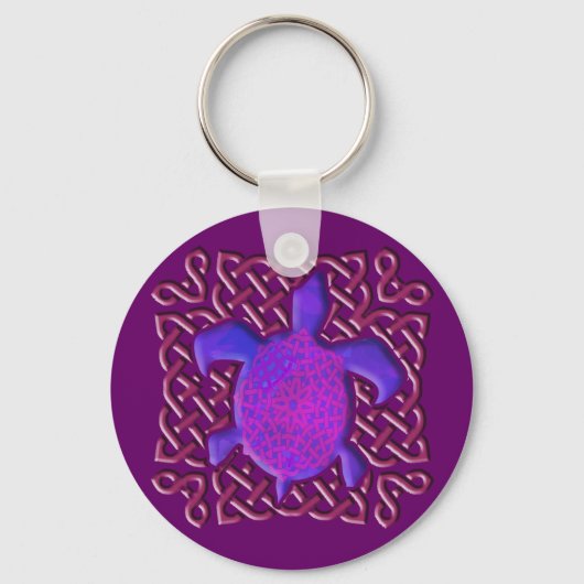 Celtic Knot Turtle (Paarse Sleutelhanger) Sleutelhanger (Voorkant)
