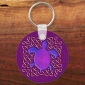Celtic Knot Turtle (Paarse Sleutelhanger) Sleutelhanger (Voorkant)